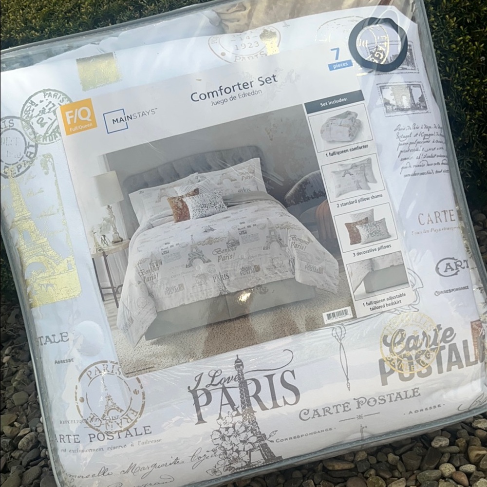 Mainstays Paris Comforter Set - White and Gold